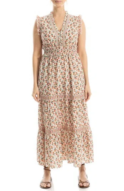 Max Studio Smocked Fit & Flare Maxi Dress In Brown