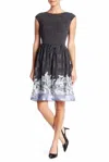 Max Studio Smocked Fit & Flare Polka Dot Floral Hem Chiffon Midi Dress In Blue In Blue