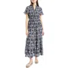 Max Studio Smocked Flutter Sleeve Maxi Dress In Multi