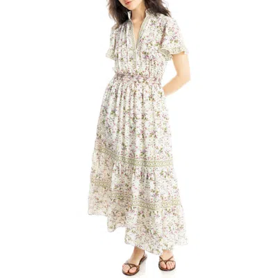 Max Studio Smocked Flutter Sleeve Maxi Dress