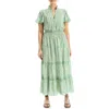 Max Studio Smocked Flutter Sleeve Maxi Dress In Green