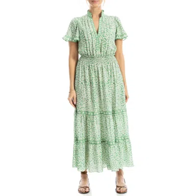 Max Studio Smocked Flutter Sleeve Maxi Dress