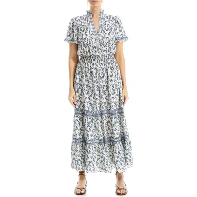 Max Studio Smocked Flutter Sleeve Maxi Dress In Multi