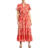 Max Studio Floral Tiered Maxi Dress In Bkd Apple Crn Blossom