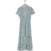 Max Studio Smocked Flutter Sleeve Maxi Dress In Cream/sky Nouveau Magnolia