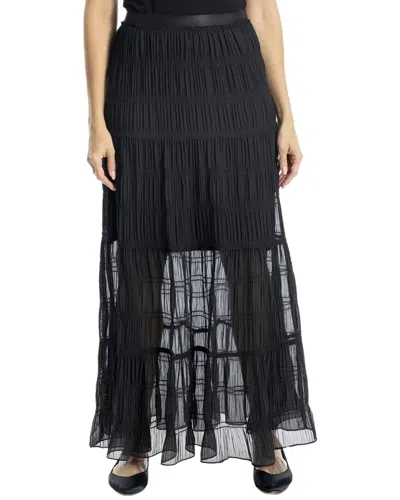Max Studio Smocked Georgette Maxi Skirt In Black