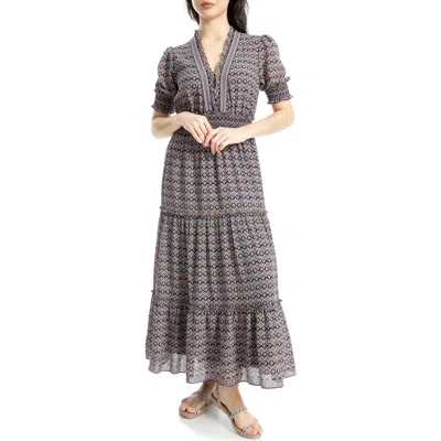 Max Studio Smocked Maxi Dress In Gray