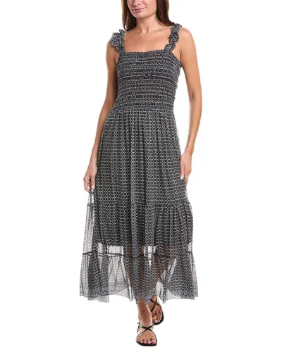 Max Studio Smocked Ruffle Strap Maxi Dress In Gray