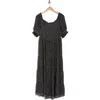 Max Studio Smocked Short Sleeve Tiered Maxi Dress In Black