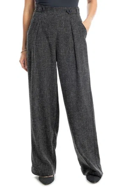 Max Studio Soft Pleat Front Trousers In Black Melange