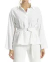 Max Studio Solid Belted Button-up Shirt In White