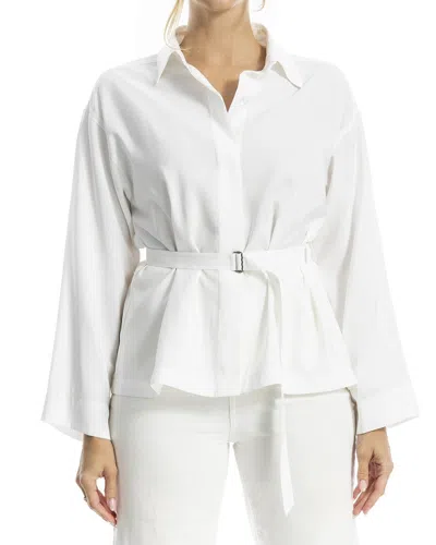 MAX STUDIO MAX STUDIO SOLID BELTED BUTTON-UP SHIRT