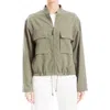Max Studio Space Dye Crop Utility Jacket In Olive