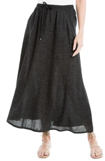 Max Studio Space Dye Tie Waist Maxi Skirt In Black