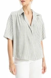 Max Studio Split Neck Collar Short Sleeve Top In Multi