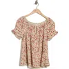 Max Studio Split Neck Ruffle Sleeve Top In Brown