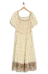 Max Studio Square Neck Bubble Sleeve Dress In Nude