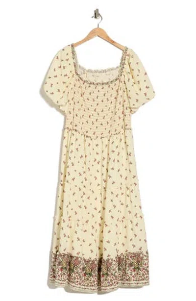 Max Studio Square Neck Bubble Sleeve Dress In Nude