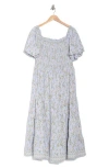 Max Studio Square Neck Bubble Sleeve Dress In Blue