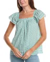 Max Studio Square Neck Flutter Sleeve Blouse In Blue