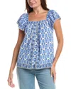 Max Studio Square Neck Flutter Sleeve Blouse In Multi