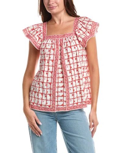 MAX STUDIO MAX STUDIO SQUARE NECK FLUTTER SLEEVE BLOUSE