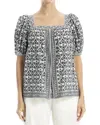 Max Studio Square Neck Puff Sleeve Blouse In Multi