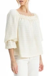 Max Studio Square Neck Three-quarter Sleeve Top In Eggshell