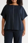 Max Studio Stitch Knit Top In Blue