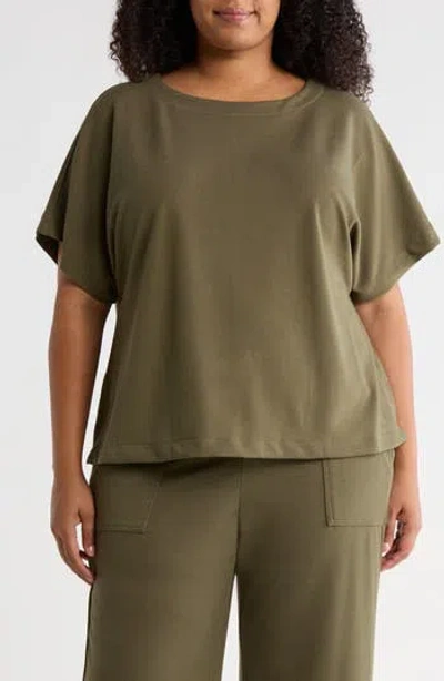 Max Studio Stitch Knit Top In Green