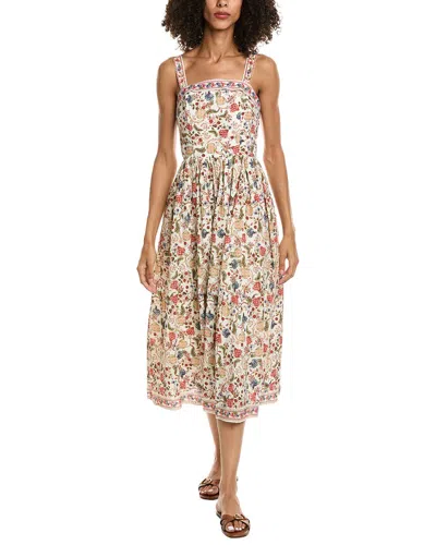 Max Studio Straight Neck Midi Dress In Multi
