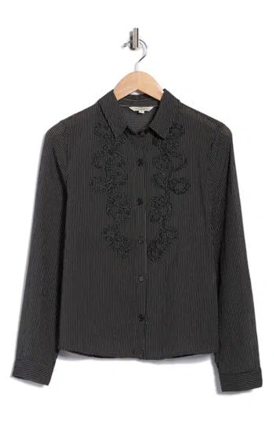 Max Studio Stripe Appliqué Button-up Shirt In Multi