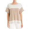 Max Studio Stripe Boatneck T-shirt In Ivory/beige