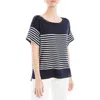 Max Studio Stripe Boatneck T-shirt In Blue