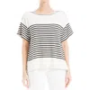 Max Studio Stripe Boatneck T-shirt In White