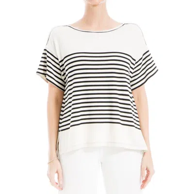 Max Studio Stripe Boatneck T-shirt In White