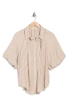 Max Studio Stripe Bubble Sleeve Button-up Shirt In Pink