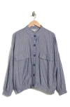 Max Studio Stripe Button Front Jacket In Blue