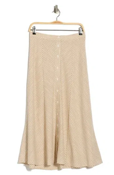 Max Studio Stripe Button Front Maxi Skirt