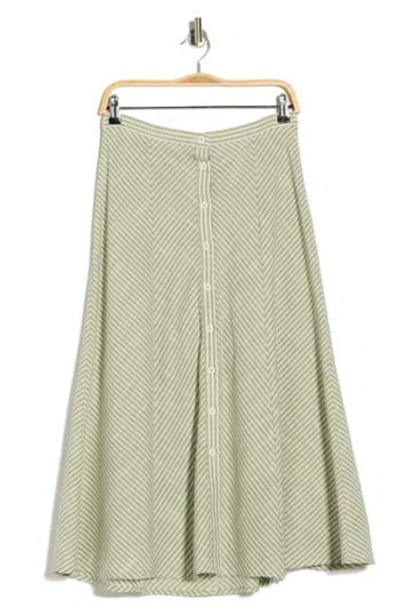 Max Studio Stripe Button Front Maxi Skirt