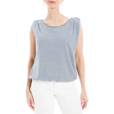 Max Studio Stripe Cinched Shoulder Tank Top In Brown