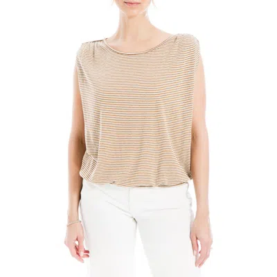 Max Studio Stripe Cinched Shoulder Tank Top In Gold
