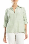 Max Studio Stripe Collared Top In Green