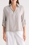 Max Studio Stripe Collared Top In Neutral