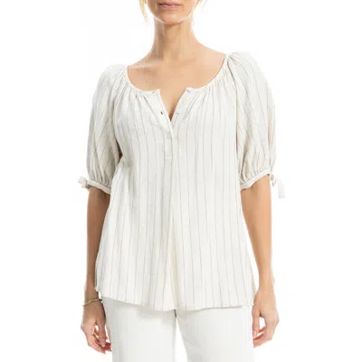 Max Studio Stripe Cotton Blend Button-up Shirt In White