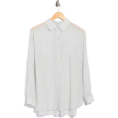 Max Studio Stripe Cotton Button-up Shirt In Laurel/ Bronze Pj Stripe