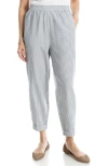 Max Studio Stripe Cuffed Crop Barrel Leg Pants In Blue