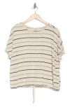 Max Studio Stripe Dolman Sleeve Bubble Hem Top In Oyster/black