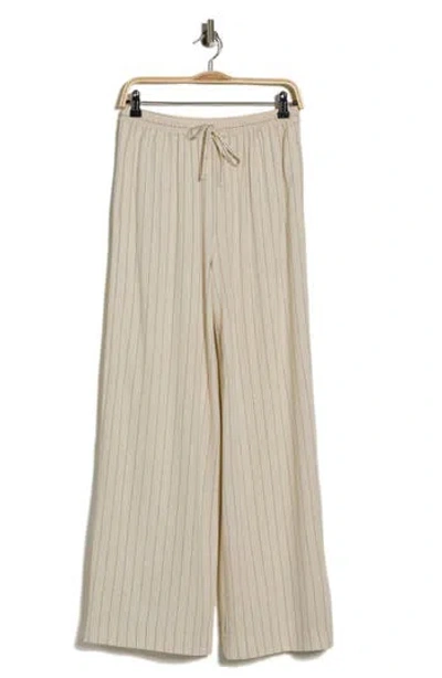 Max Studio Stripe Drawstring Pants In Brown