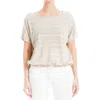 Max Studio Stripe Drawstring T-shirt In Ntrl601